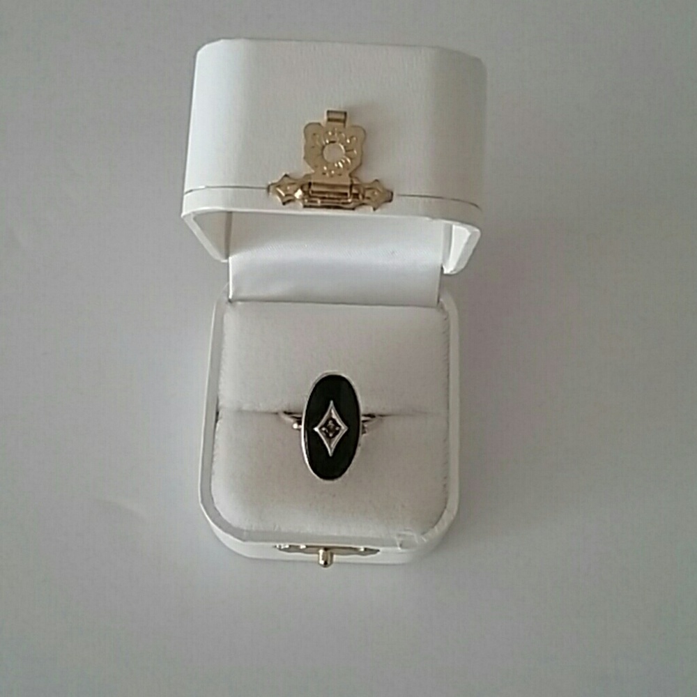 10K Black Onyx Ring 7 Yellow Gold Vintage